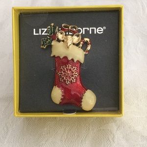❤️NWT Liz Claiborne Holiday Stocking Brooch ❤️